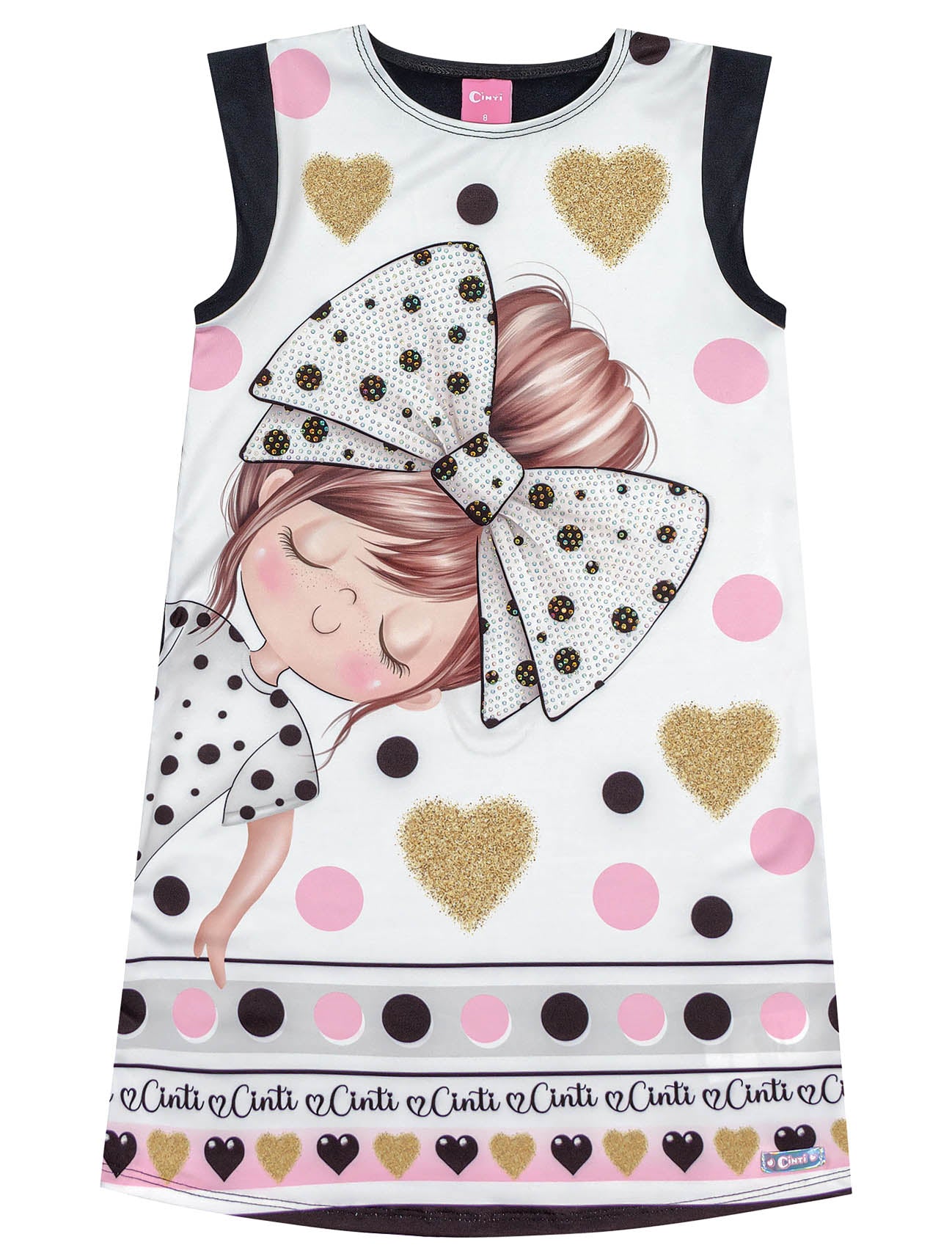 Vestido Infantil Cinti Verão Preto Menina Laço