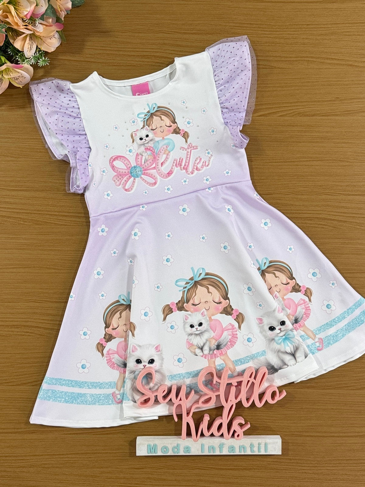 Vestido Infantil Cinti Verão Gatinha Cute