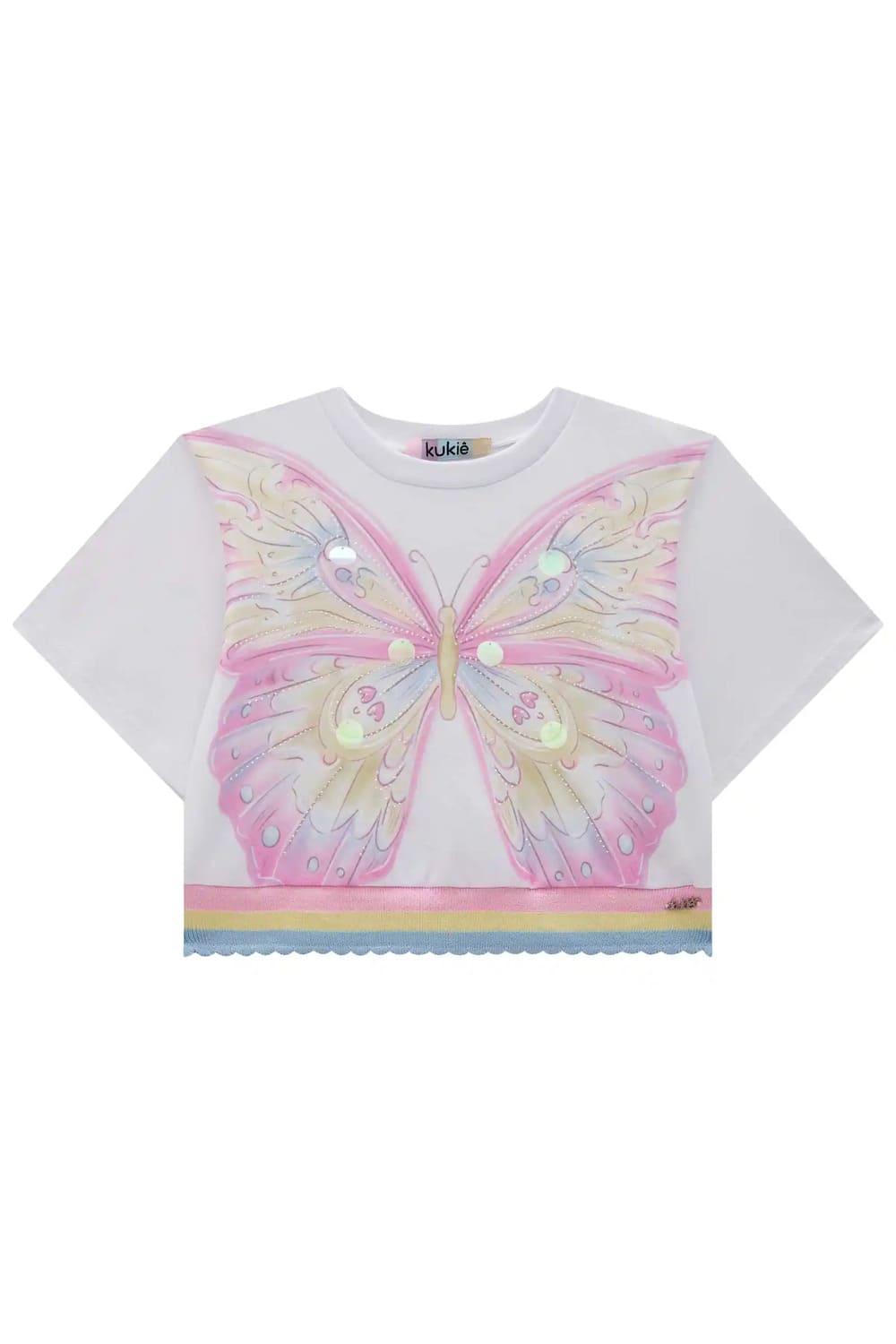 Blusa Infantil Kukie Verão Branca Borboleta