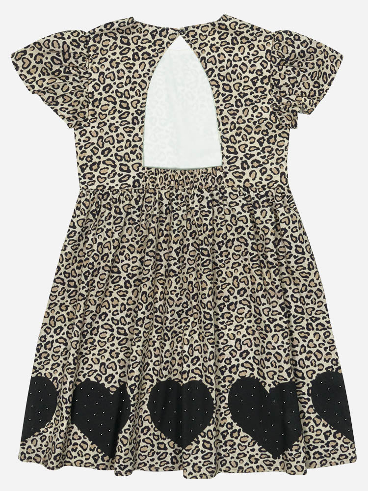 Vestido Infantil Belime Verão Oncinha Corações com Strass