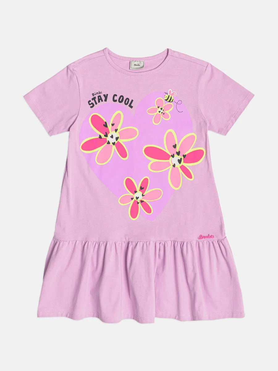 Vestido Infantil Bimbi Lilás Flores