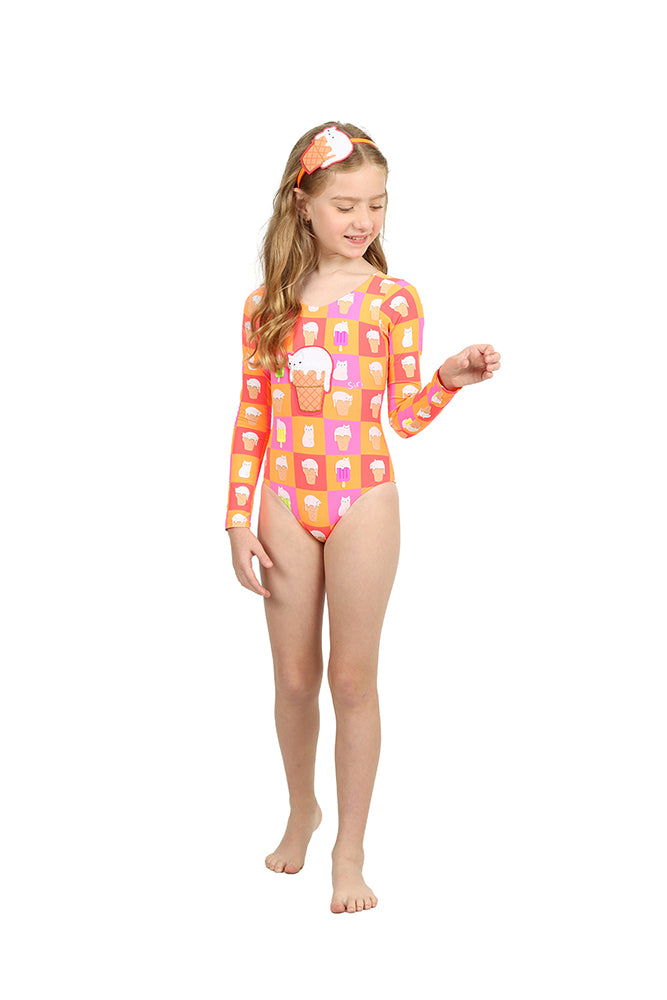 Maiô Infantil Siri Kids Manga Longa Fernanda Ice Cat 39053