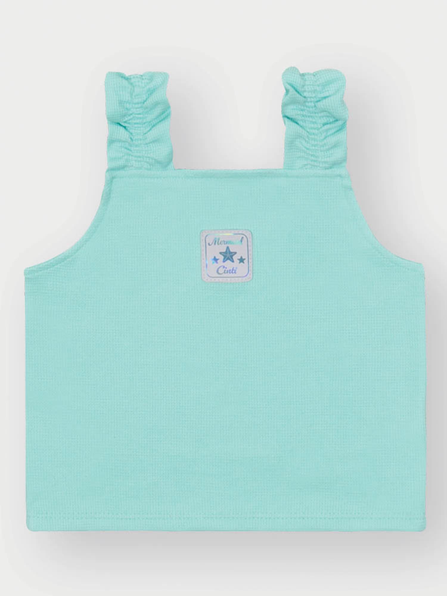 Conjunto Infantil Cinti Verão com Shorts e Cropped Azul