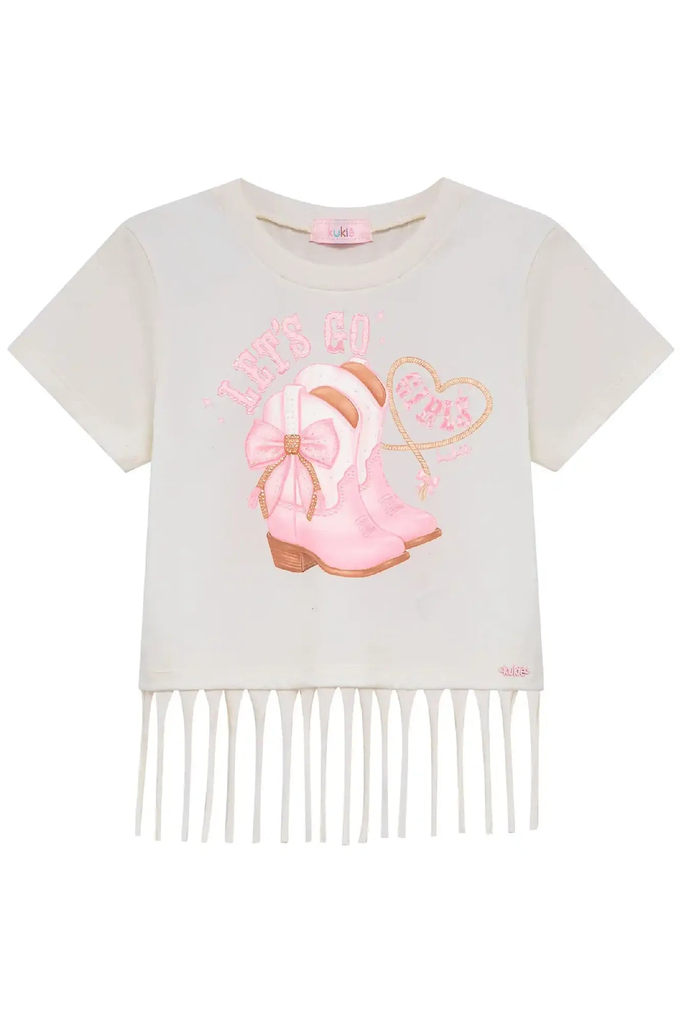 Blusa Infantil Menina Kukiê Branca Let's Go Girls com Franjinha