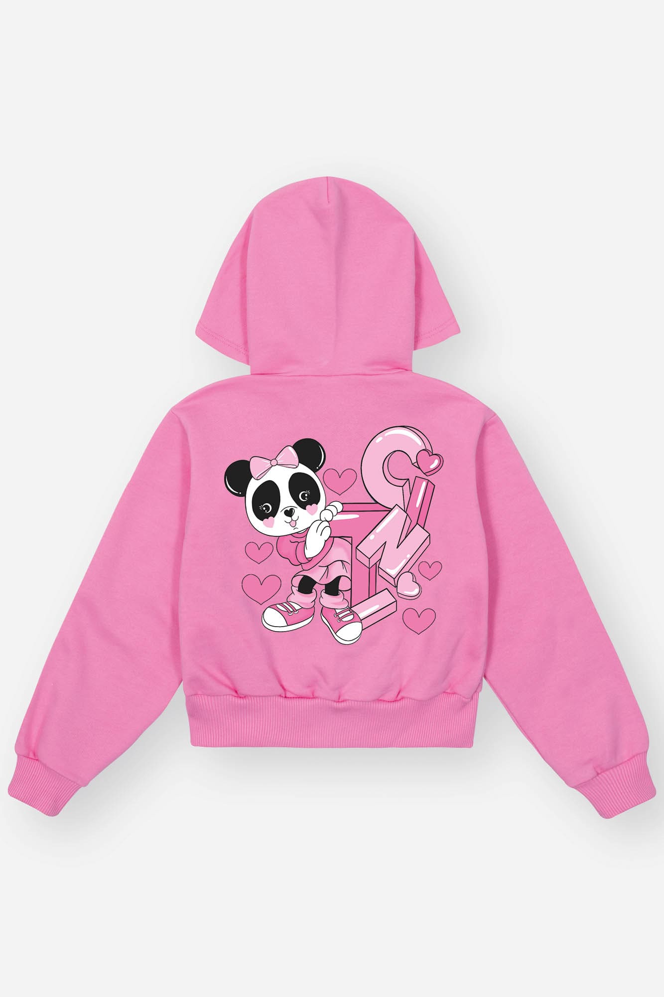 Conjunto Infantil Cinti Inverno Calça Wide Leg e Moletom Flanelado Rosa Panda