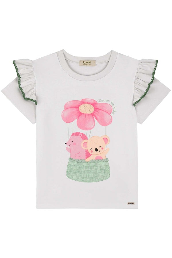 Blusa Infantil Alecrim Kukiê Verão Branca Balão Magico