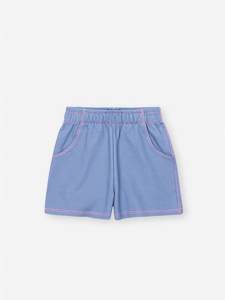 Conjunto Infantil Menina Cinti com Shorts e Blusa Azul Claro