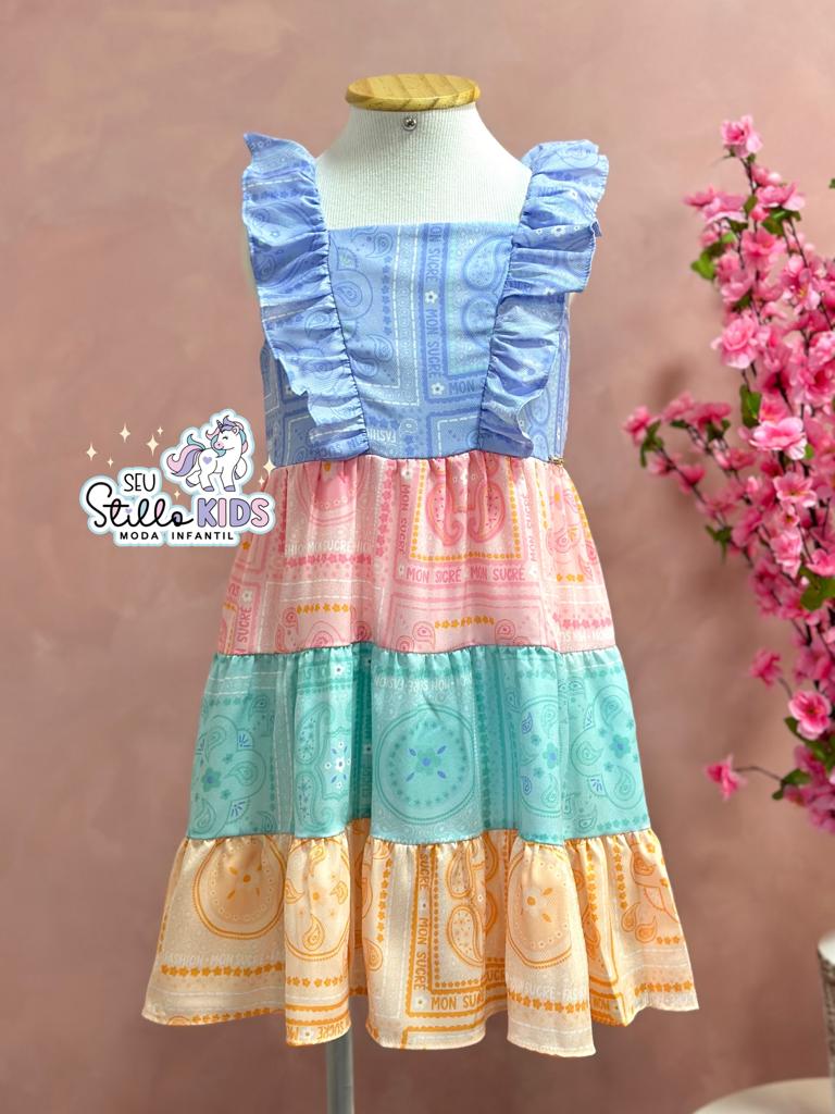 Vestido Infantil Mon Sucre Verão Coloridas Flores