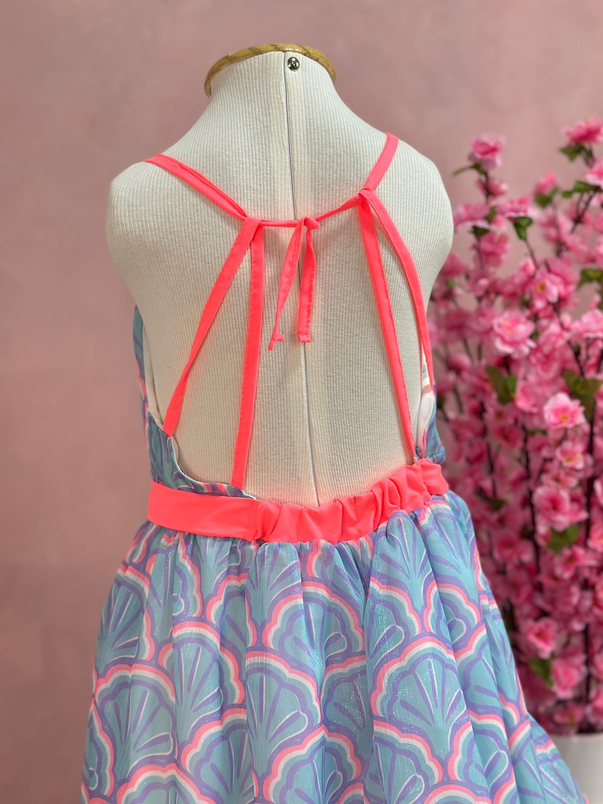 Vestido Infantil Mon Sucre Verão Azul Conchinhas