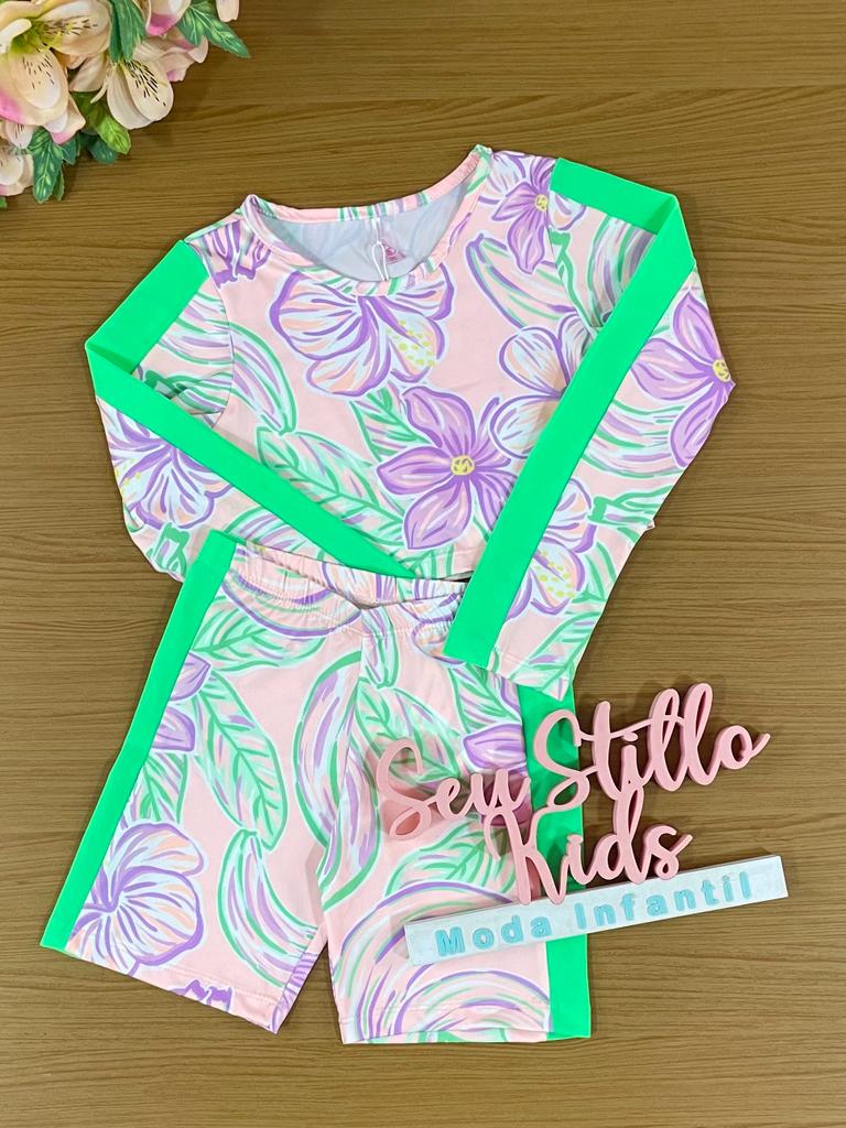 Conjunto Infantil Mon Sucre Verão de Banho Praia e Piscina Flores