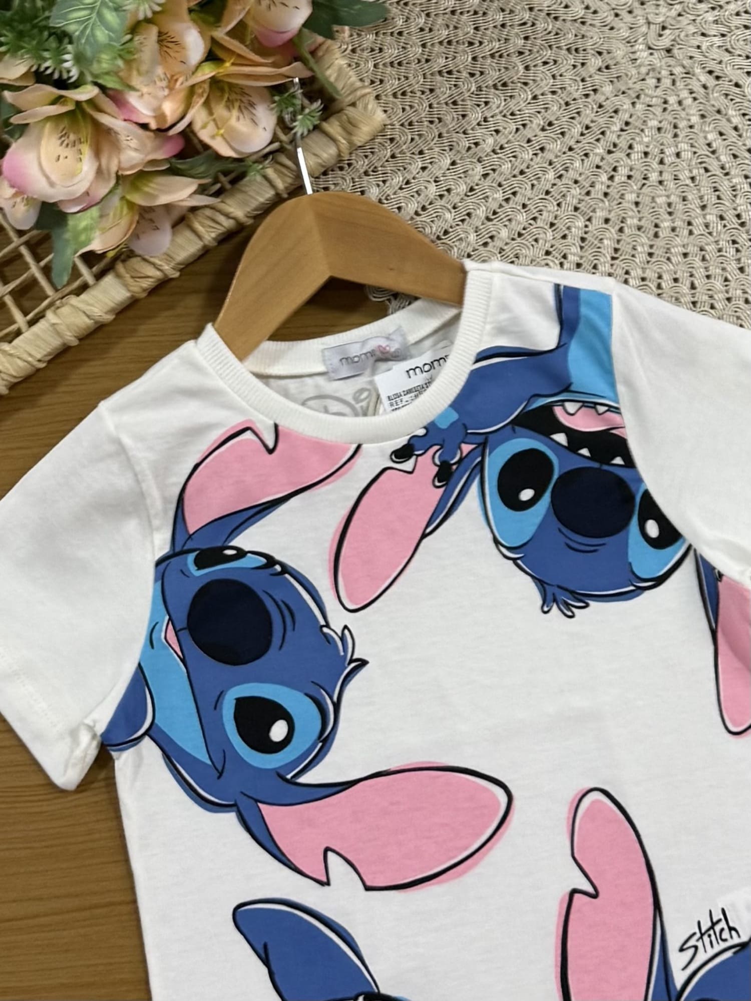 Blusa Infantil Momi Branca Stitch Disney