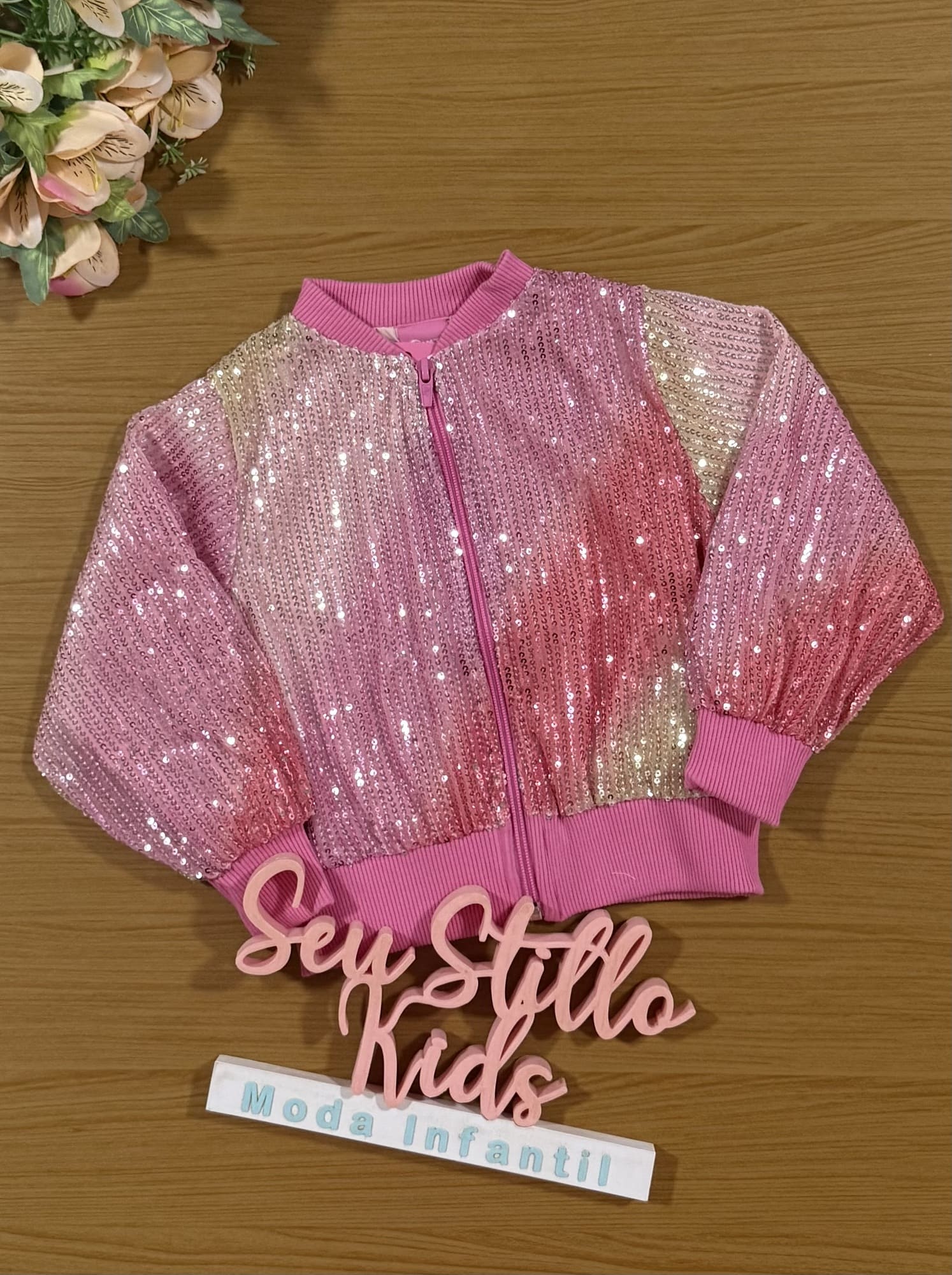 Jaqueta Infantil Cinti Inverno Paetê Colorido