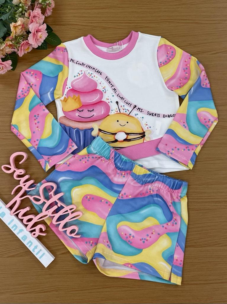 Conjunto Infantil Mon Sucré Inverno com Shorts Funny