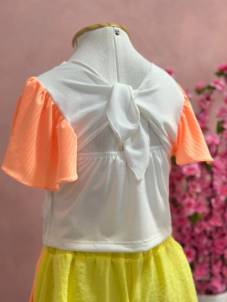 Conjunto Infantil Mon Sucre Verão Com Shorts E Blusa Branca Tropical