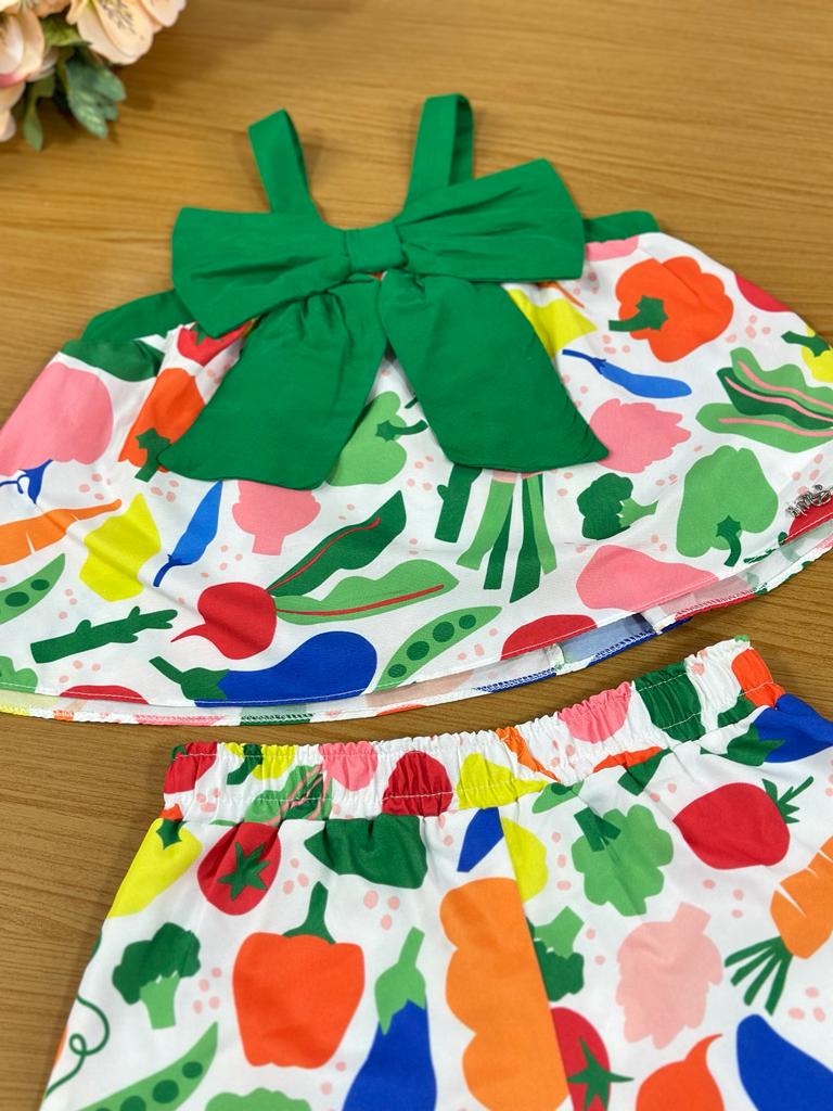 Conjunto Infantil Mon Sucre Verão Com Shorts e Blusa Veggie
