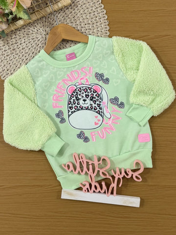 Casaco Infantil Cinti Inverno Flanelado Verde Friends Funny