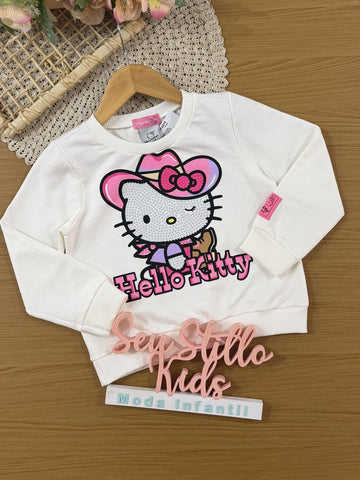 Casaco Infantil Momi Inverno Branco Hello Kitty Cowgirl