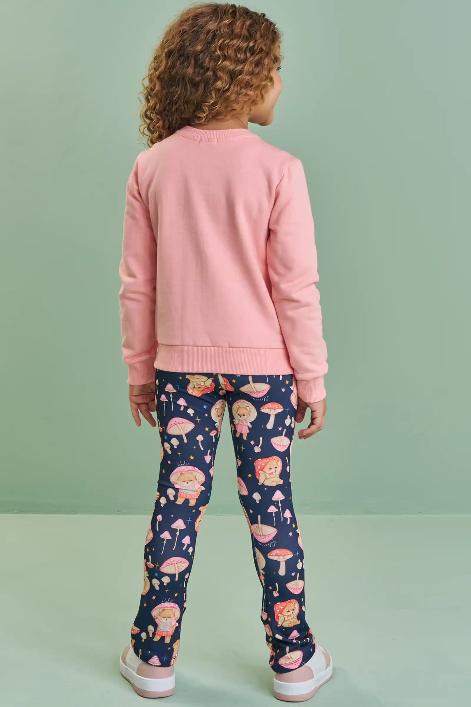 Conjunto Infantil Kukiê Inverno com Calça Térmica Azul Marinho e Moletom Flanelado Raposinha Cogumelo