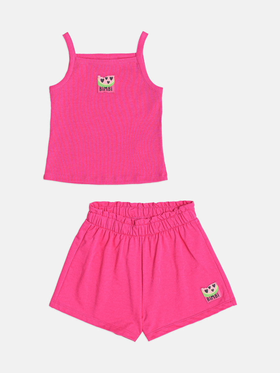 Conjunto Infantil Menina Bimbi com Shorts e Blusa Rosa Melancia