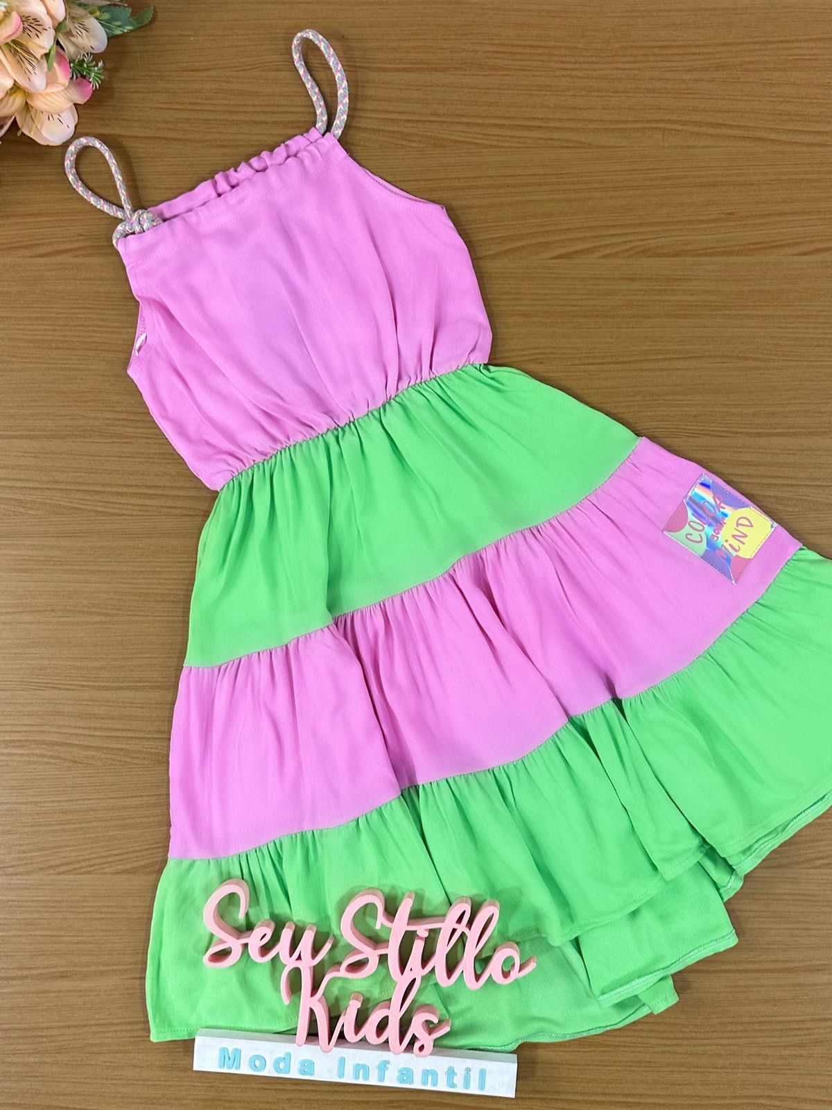 Vestido Infantil Catavento Verão Com Alças Colorido Love