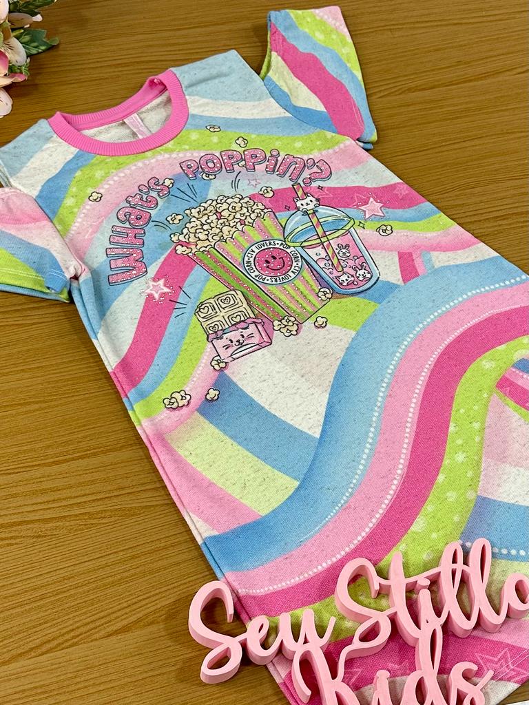 Vestido Infantil Catavento Verão Pipoca Colorida