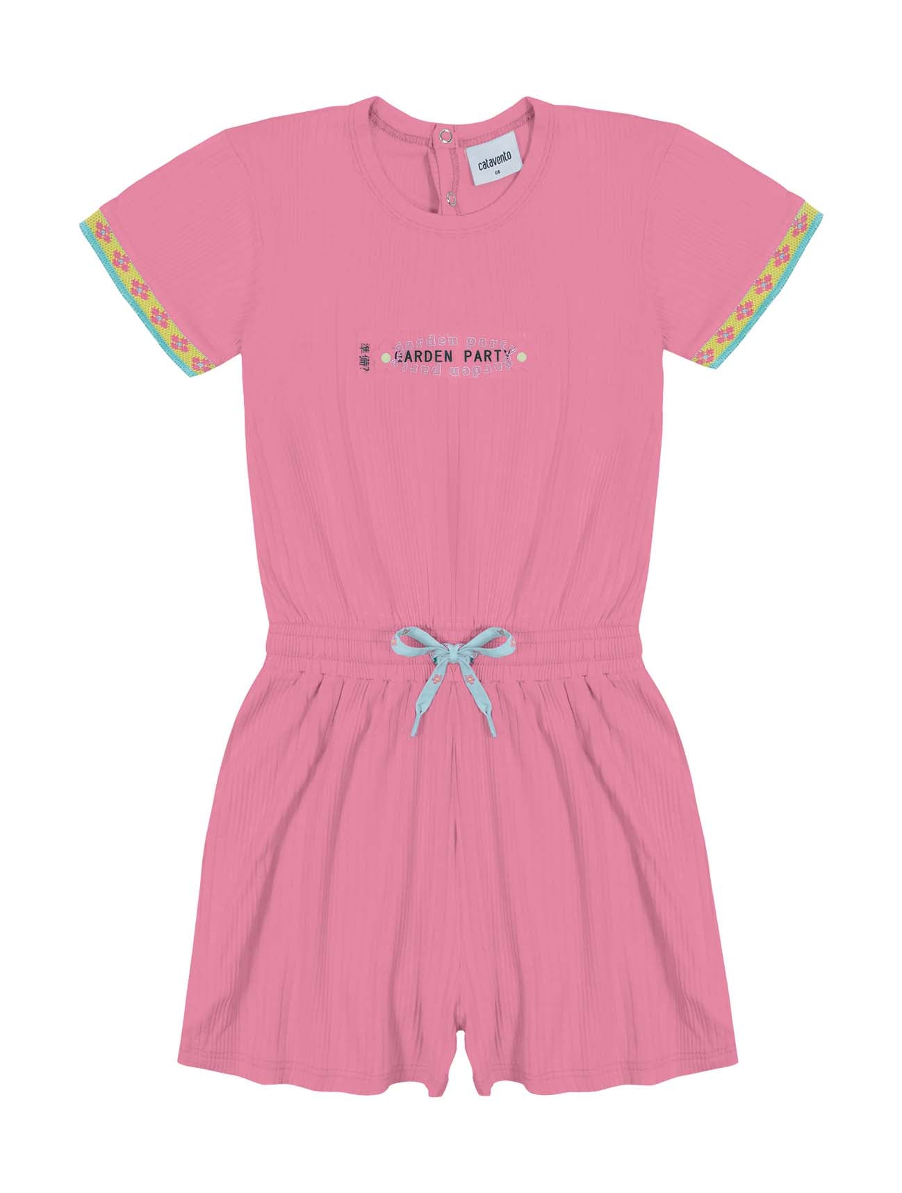 Macaquinho Infantil Catavento Verão Rosa
