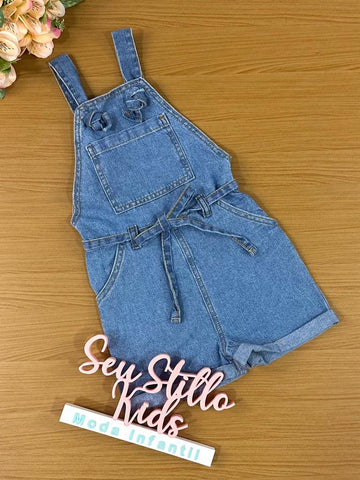 Jardineira Infantil Catavento Verão Jeans