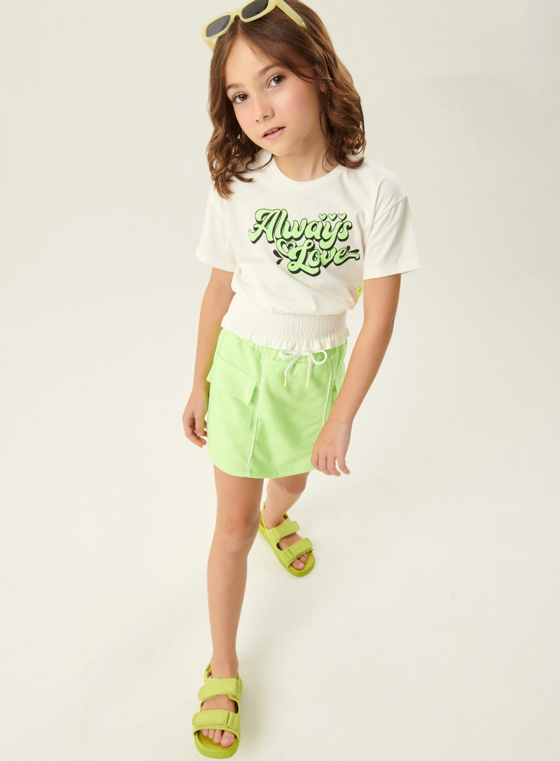 Blusa Infantil Catavento Verão Branca Love Neon