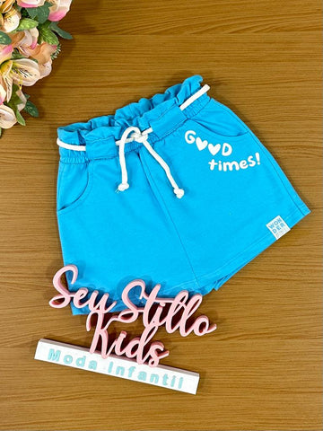 Shorts Saia Infantil Catavento Verão Azul