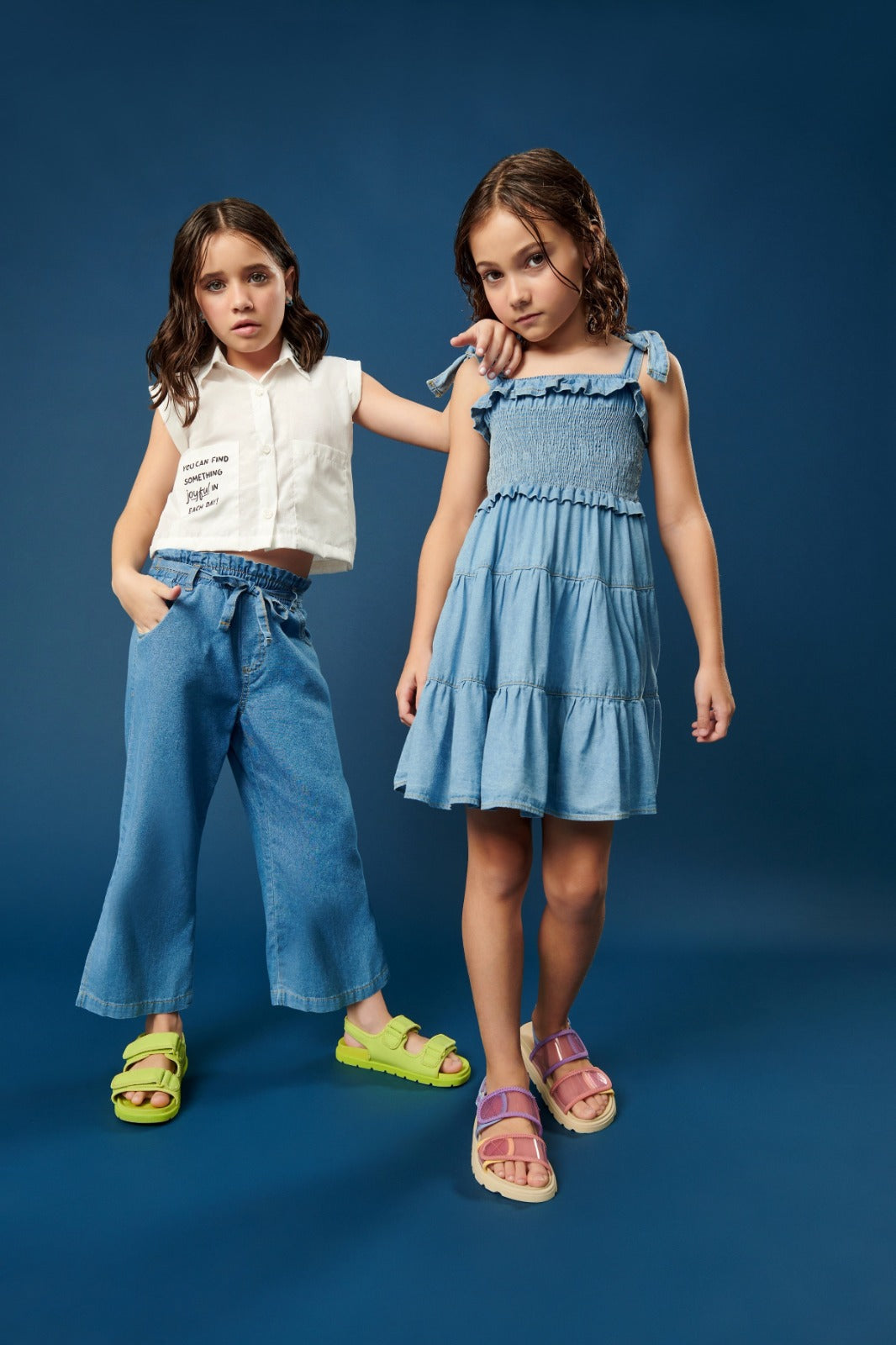 Vestido Infantil Catavento Verão Jeans