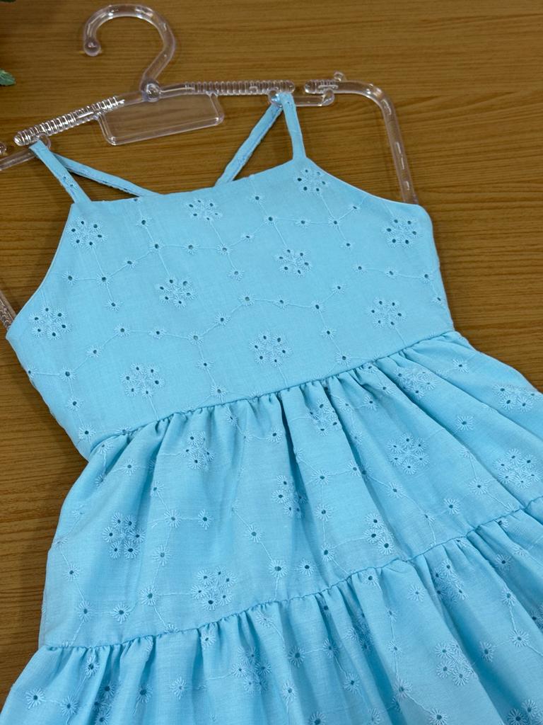 Vestido Infantil Catavento Verão Azul Claro Laise