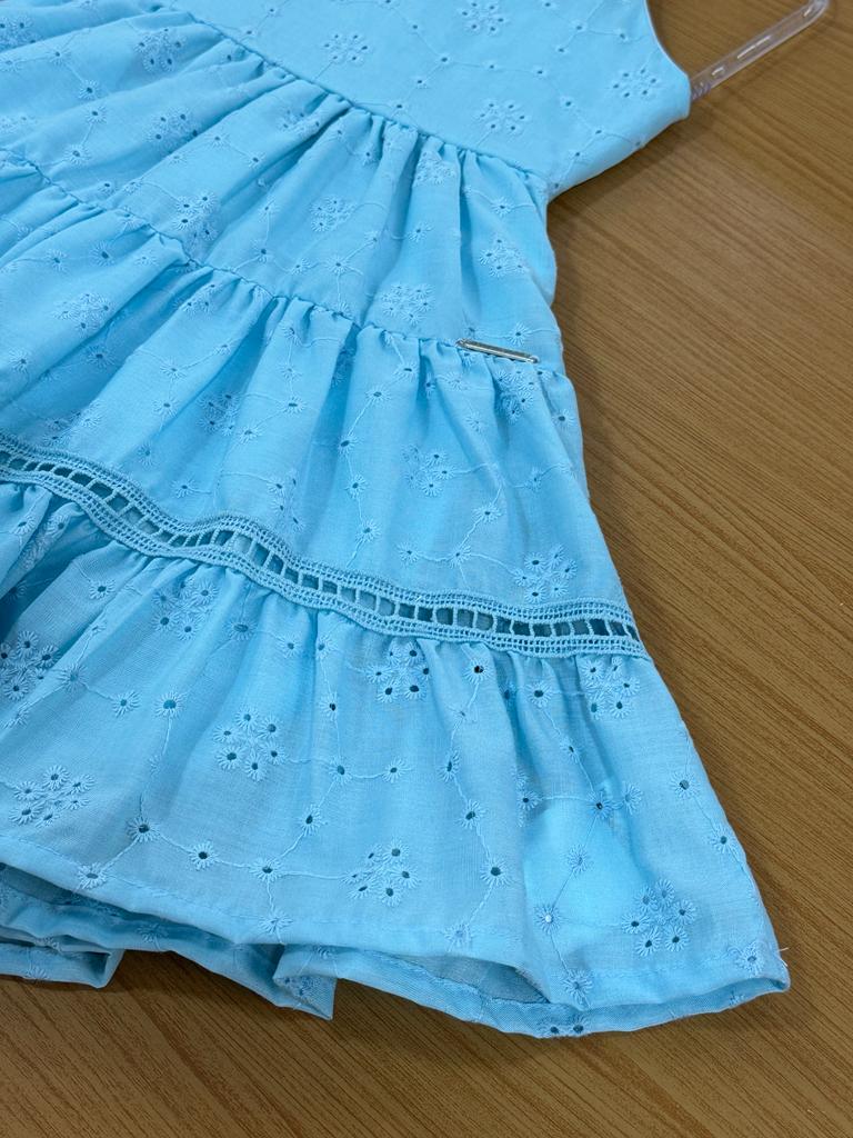 Vestido Infantil Catavento Verão Azul Claro Laise