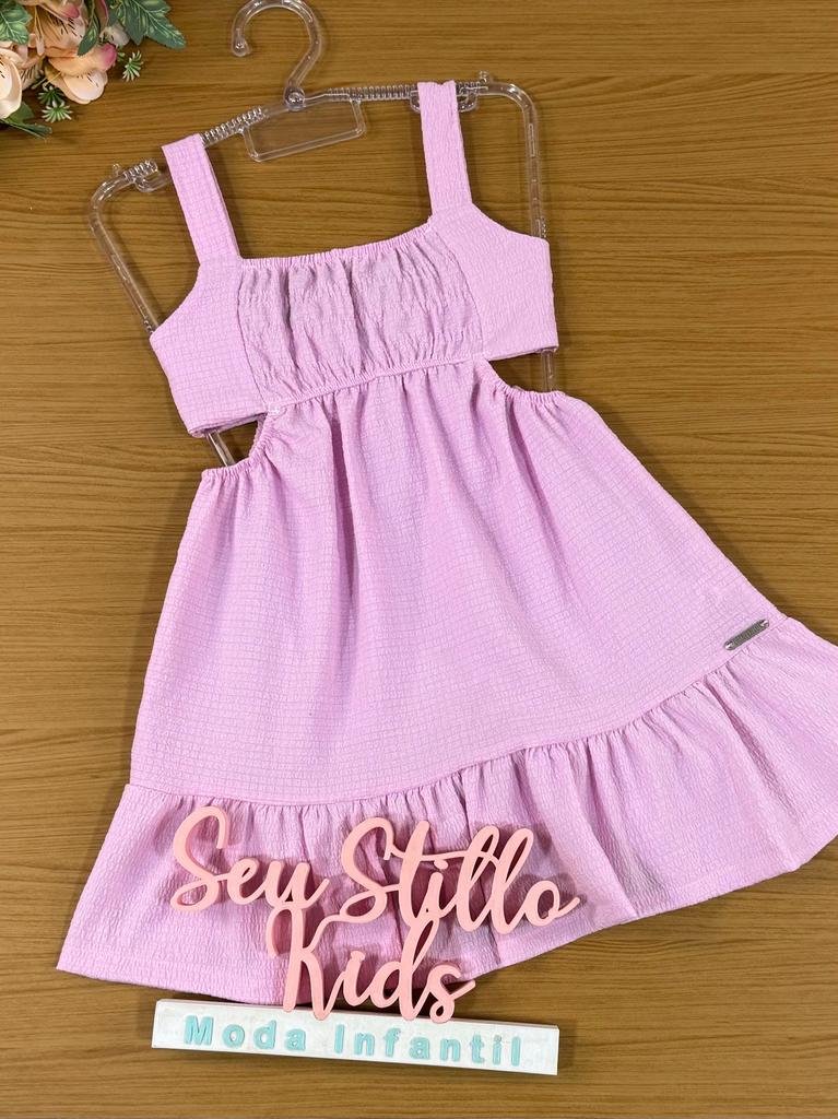 Vestido Infantil Catavento Verão Rosa Chiclete