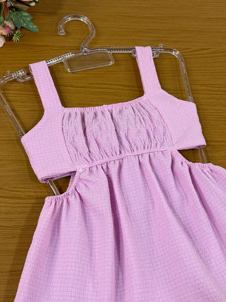 Vestido Infantil Catavento Verão Rosa Chiclete