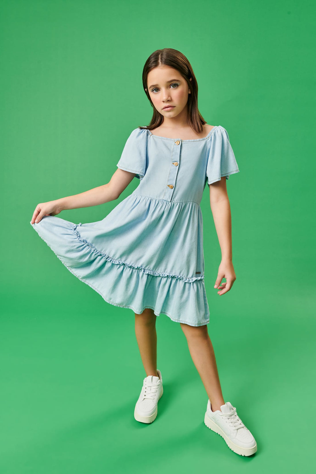 Vestido Infantil Catavento Verão Jeans