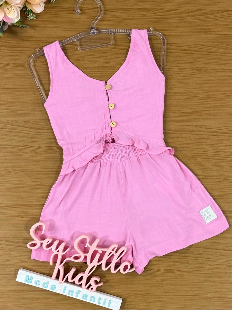 Macaquinho Infantil Catavento Verão Rosa Claro