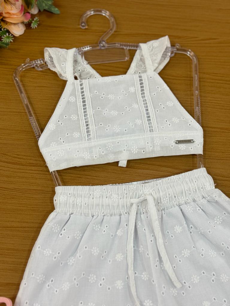 Conjunto Infantil Catavento Verão Com Shorts e Cropped Ano Novo Laise