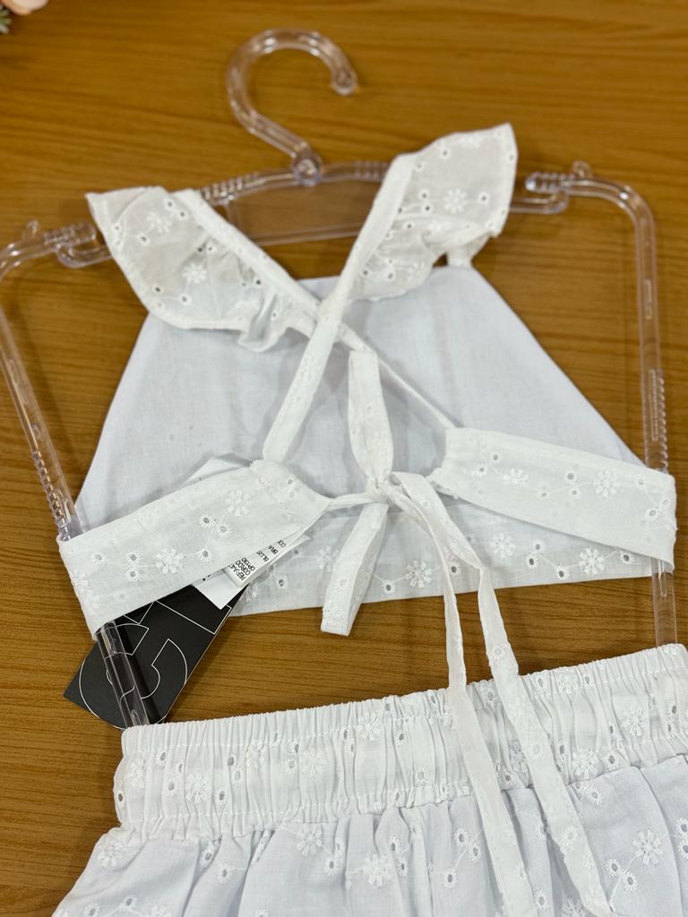 Conjunto Infantil Catavento Verão Com Shorts e Cropped Ano Novo Laise
