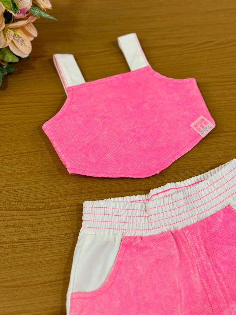 Conjunto Infantil Catavento Verão Com Shorts e Blusa Rosa