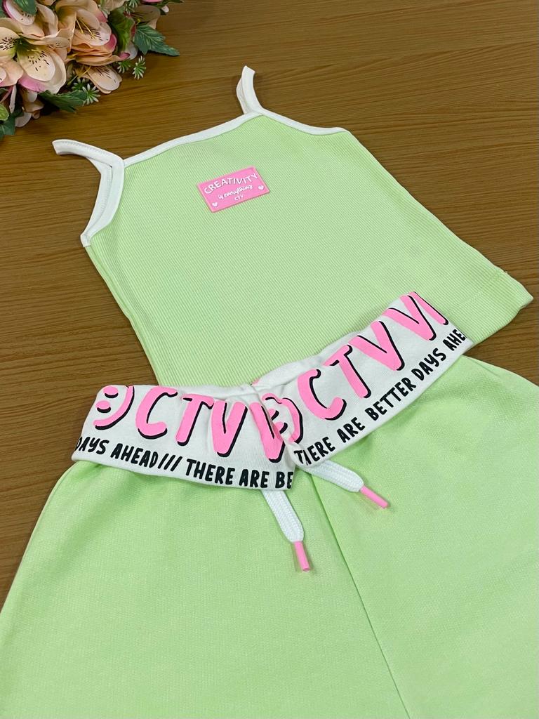 Conjunto Infantil Catavento Verão Com Shorts e Blusa Verde