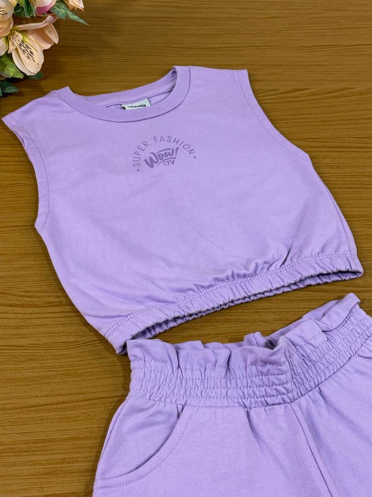 Conjunto Infantil Catavento Verão Com Shorts e Blusa Lilás