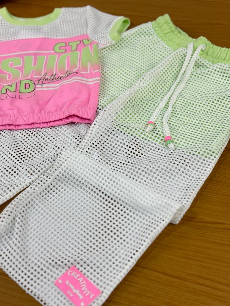 Conjunto Infantil Catavento Verão Com Calça e Blusa Tela