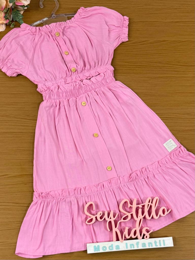 Conjunto Infantil Catavento Verão Com Saia e Blusa Rosa Claro