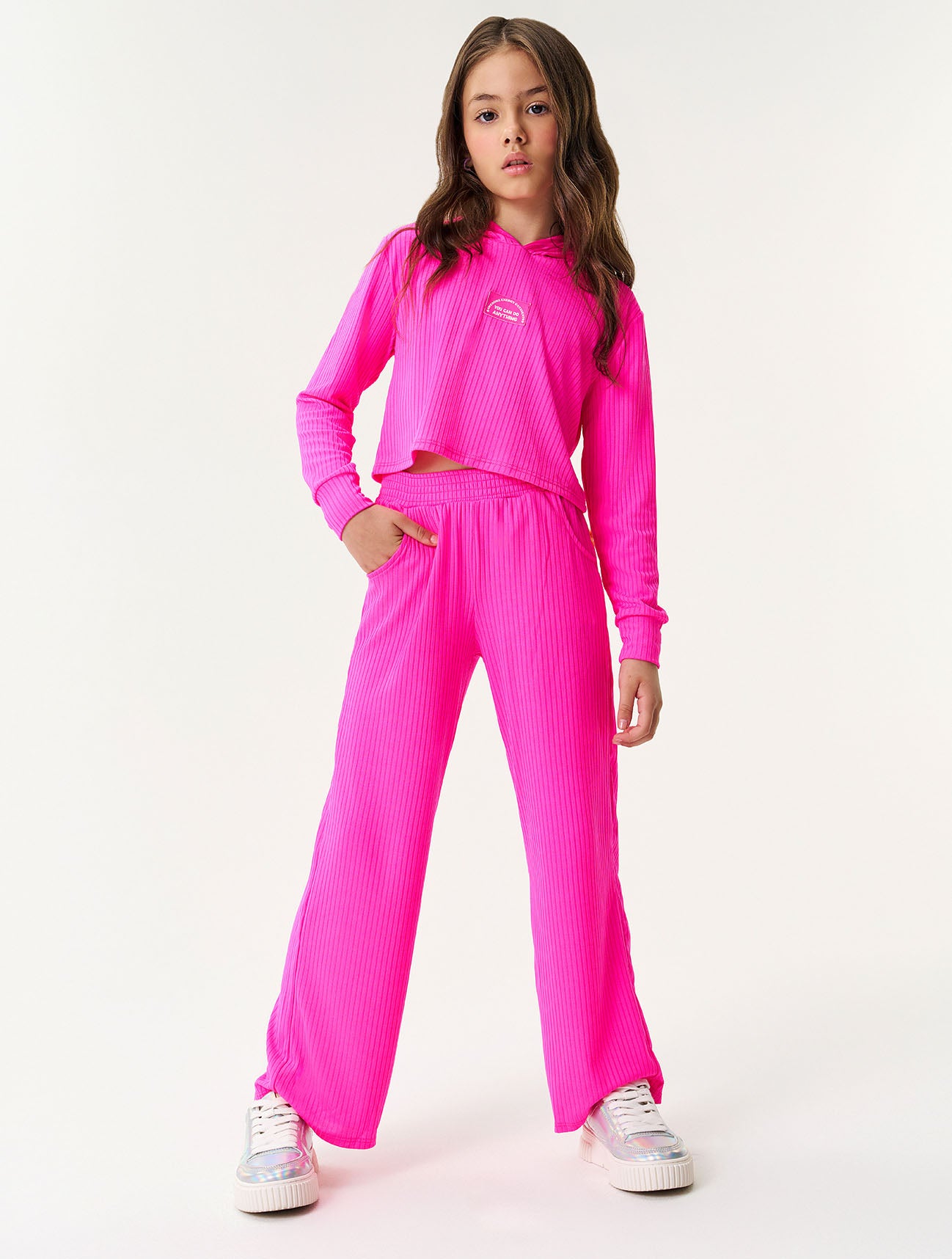 Conjunto Infantil Catavento Inverno com Calça e Blusa Pink Neon