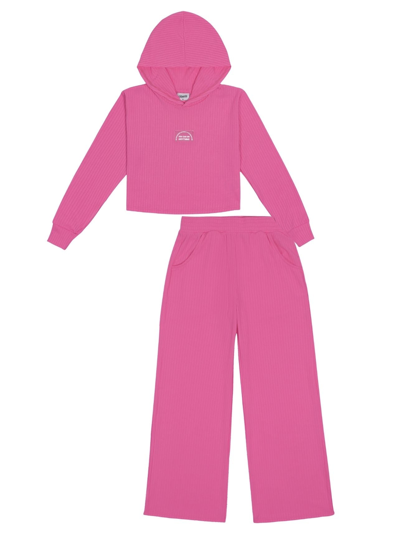 Conjunto Infantil Catavento Inverno com Calça e Blusa Pink Neon