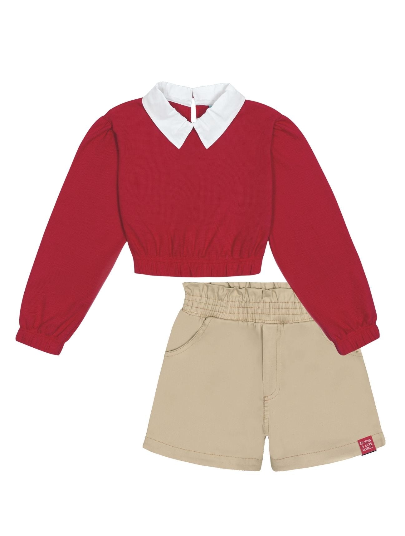Conjunto Infantil Catavento Inverno Shorts e Moletinho Vermelho