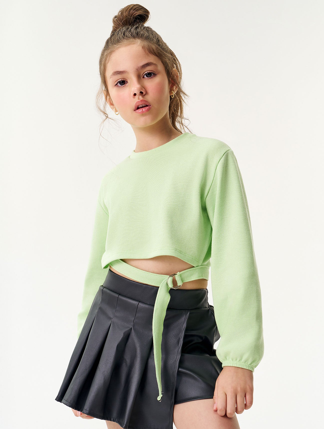 Conjunto Infantil Catavento Inverno Shorts Saia e Blusa Verde