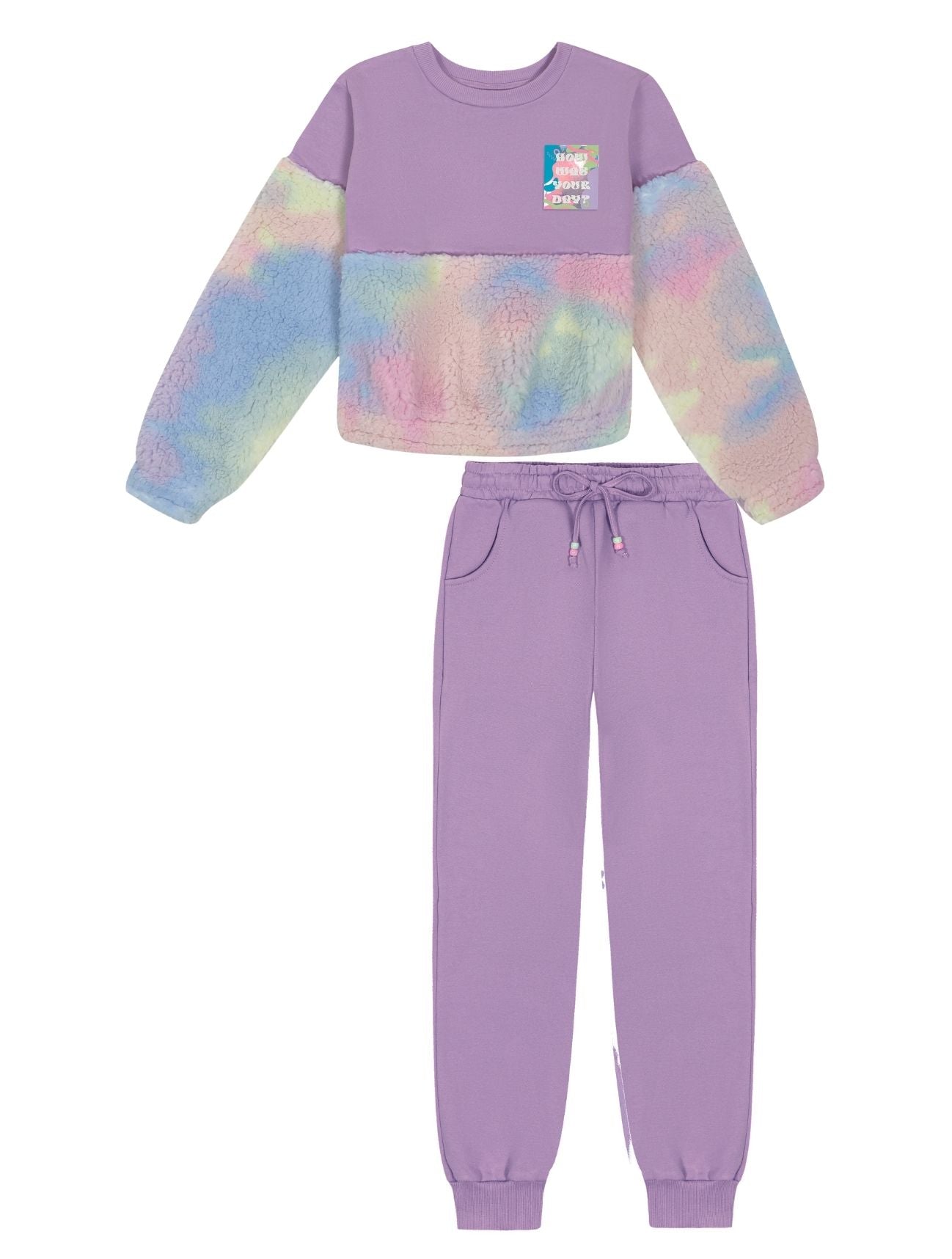 Conjunto Infantil Catavento Inverno com Calça e Blusão Pelinhos Tie Dye