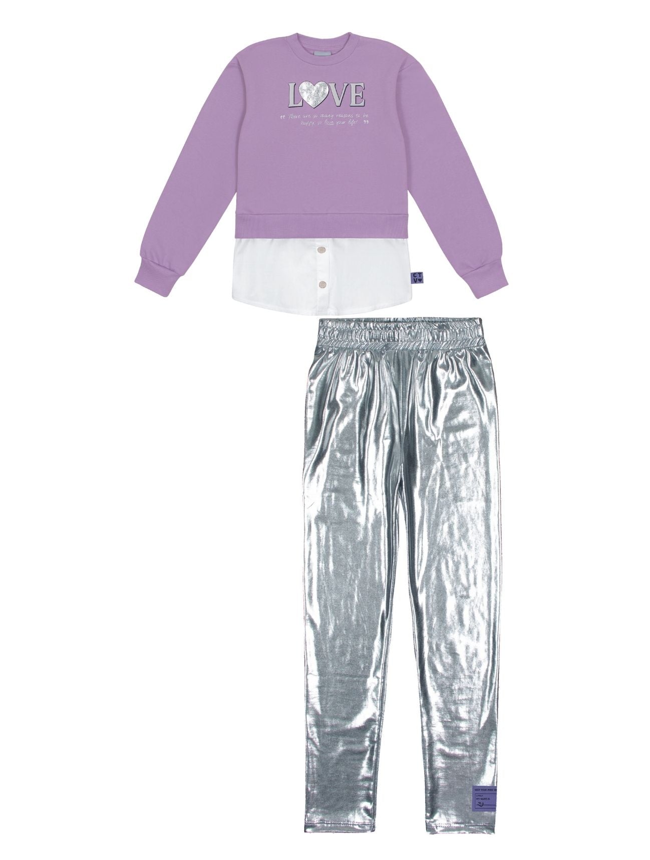 Conjunto Infantil Catavento Inverno com Legging e Moletom Lilás Love