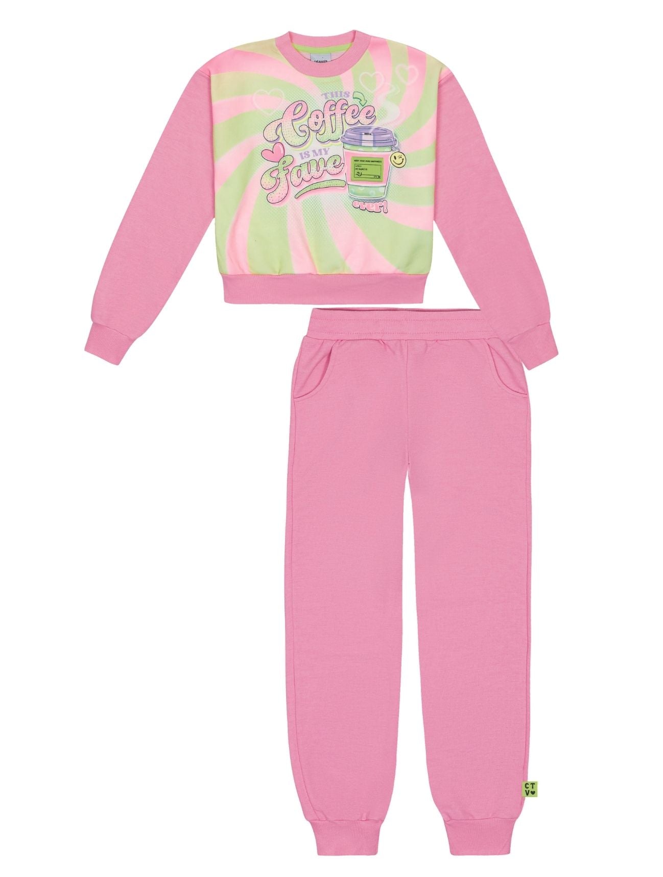 Conjunto Infantil Catavento Inverno Calça e Moletom Flanelado Coffe Colorido